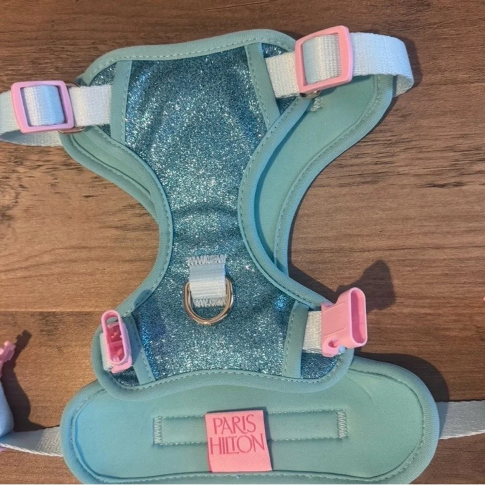Paris Hilton Kids Mint Glitter Harness with Pink Accents